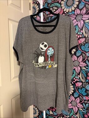 Disney Gray Ringer Tee with Jack Skellington & Sally Graphic